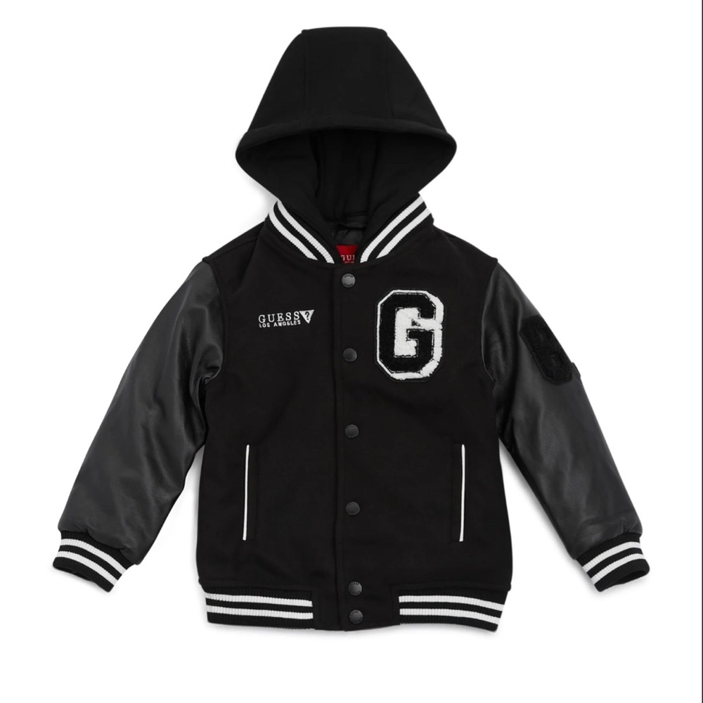 Guess toddler varsity jacket with removable hood